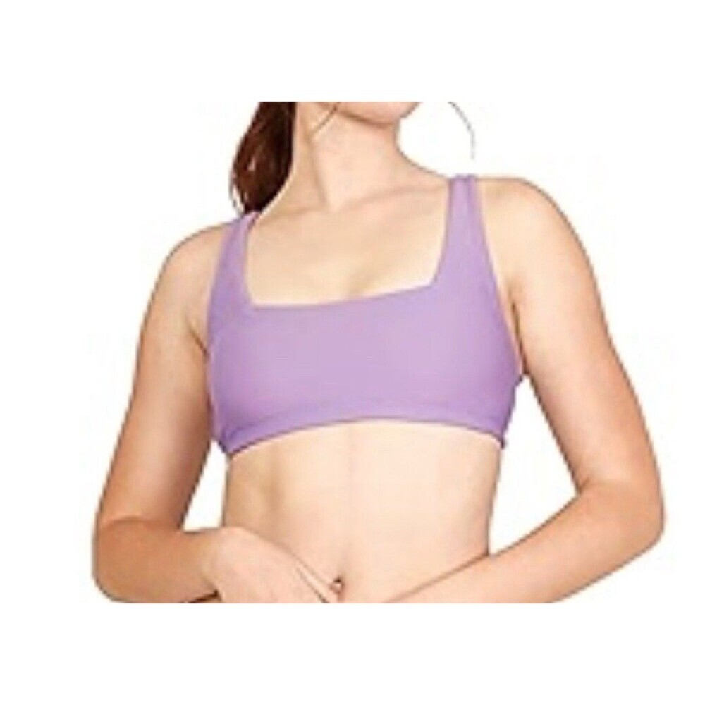 Speedo Bikini Top Square Neck Purple UPF 50+ Womens Sz S Swim NWT